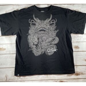 Vintage O'Neill Dragon Graphic T-Shirt Boys XL Black Skate Surf Streetwear Y2K‎